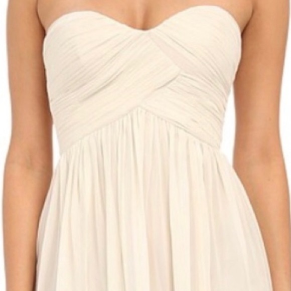 Donna Morgan Strapless Champagne Dress Size 4 dry cleaned Free Shipping - Picture 5 of 13